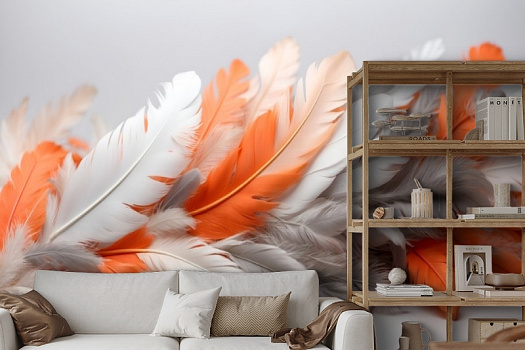 Фотообои в интерьере артикул AG-FT-013, Feathers, Design Studio 3D